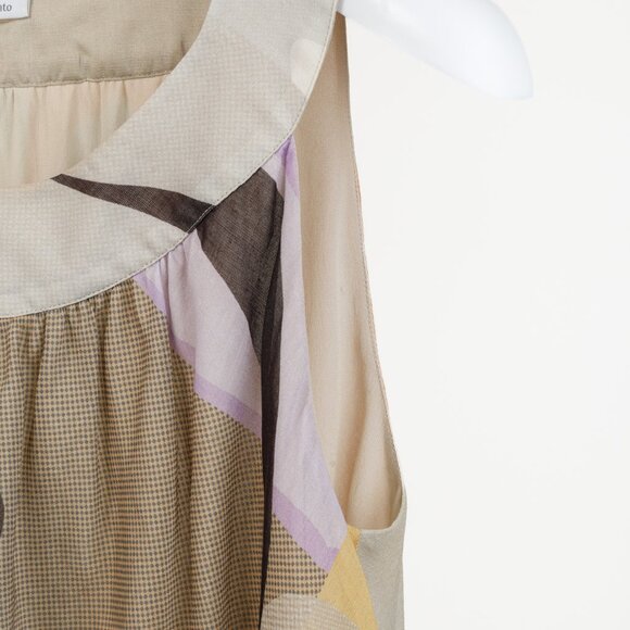Akris Abstract Earth Tones Print Sleeveless Blouse - Picture 5 of 9